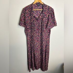 Lauren Ralph Lauren Black Label Floral Midi Dress Sz 16 Cottage timeless luxury